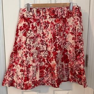 GAP Red and White Floral Skirt
